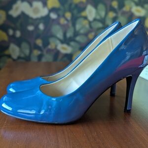 Nine West Blue Patent Heels